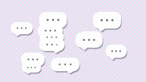 Speech bubbles with dotted conversation icons on pink background Stock Illustration