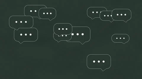 Speech bubbles with dotted text icons on dark background Stock Illustration