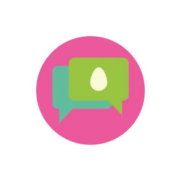 Speech bubbles easter egg painted block and flat style Stock Illustration
