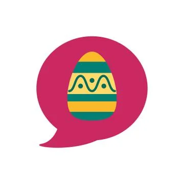 Speech bubbles easter egg painted flat style Stock Illustration