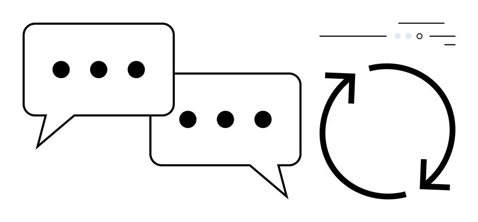 Speech Bubbles with Ellipses and Circular Arrow Indicating Continuous Feedb.. イラスト素材