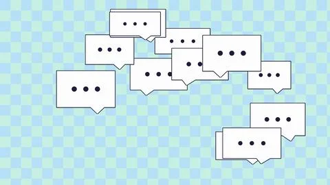 Speech bubbles with ellipsis dots on light blue grid background Stock Illustration
