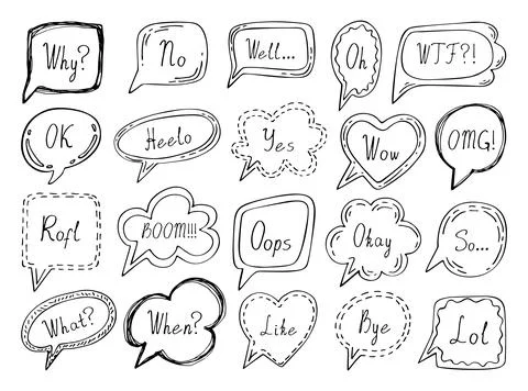 Speech bubbles emotion words. Highlight round covers social media stories. Ve Stock-Illustration