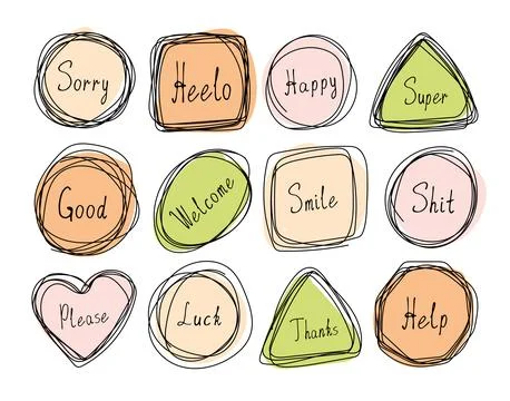 Speech bubbles emotion words. Highlight round covers social media stories. Ve Stock Illustration