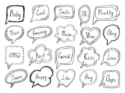 Speech bubbles emotion words. Highlight round covers social media stories. Ve Stock Illustration