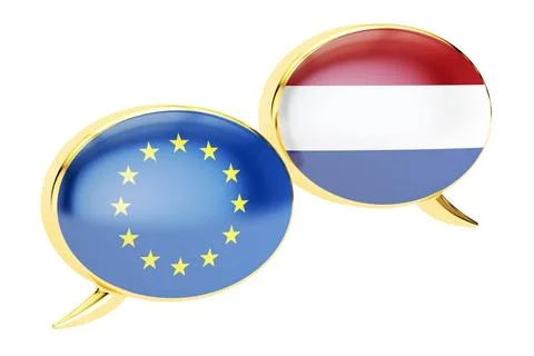 Speech bubbles, EU-Netherlands conversation concept. 3D rendering Speech b... Stock Photos