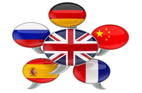 Speech Bubbles with Flags, 3D rendering Speech Bubbles with Flags, 3D rend... Stock Photos