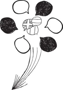 Speech bubbles with flags Stock Illustration