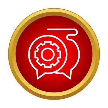 Speech bubbles with gear icon representing technical support イラスト素材