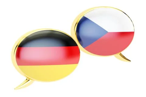 Speech bubbles, German-Czech  translation concept. 3D rendering Stock Illustration
