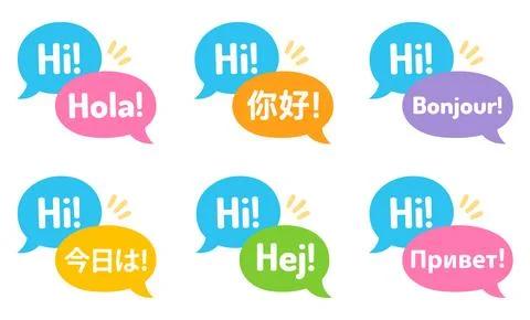 Speech bubbles greetings in different languages Stock Illustration