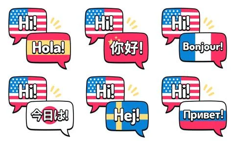 Speech bubbles greetings in different languages Stock Illustration