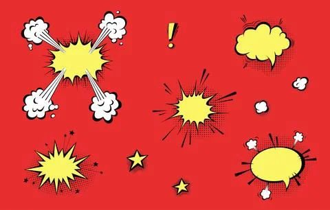 Speech bubbles with halftone shadows in cartoon, comic style. 스톡 일러스트
