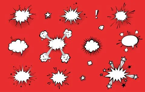 Speech bubbles with halftone shadows in cartoon, comic style. Stock Illustration