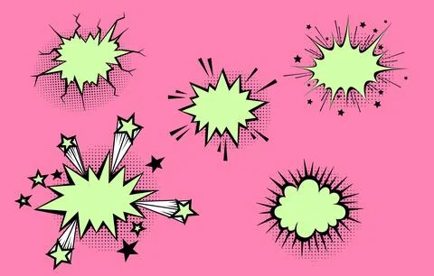 Speech bubbles with halftone shadows in cartoon, comic style. Stock Illustration