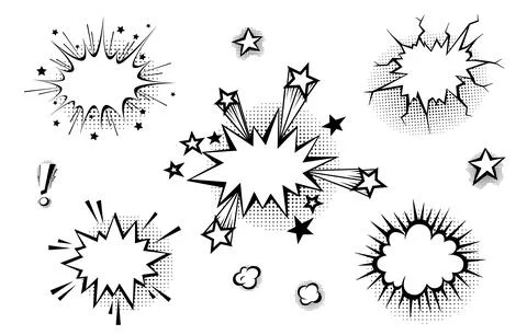 Speech bubbles with halftone shadows in cartoon, comic style. Stock Illustration