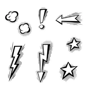 Speech bubbles with halftone shadows in cartoon, comic style. Stock Illustration