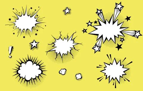 Speech bubbles with halftone shadows in cartoon, comic style. Stock Illustration