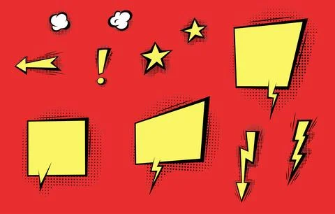Speech bubbles with halftone shadows in cartoon, comic style. Stock Illustration