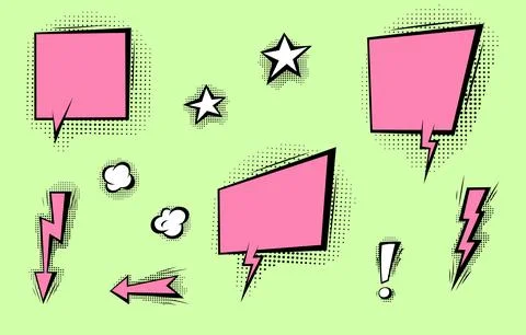 Speech bubbles with halftone shadows in cartoon, comic style. Stock Illustration