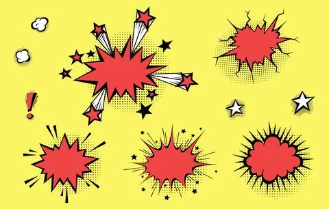 Speech bubbles with halftone shadows in cartoon, comic style. Stock Illustration