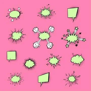 Speech bubbles with halftone shadows in cartoon, comic style. Stock Illustration