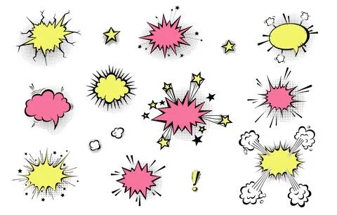 Speech bubbles with halftone shadows in cartoon, comic style. Stock Illustration