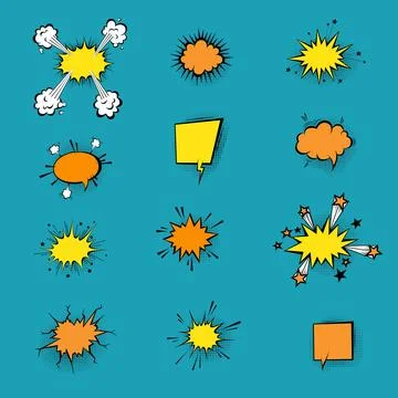Speech bubbles with halftone shadows in cartoon, comic style. Stock Illustration