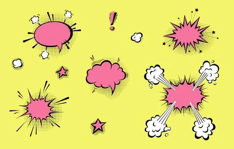 Speech bubbles with halftone shadows in cartoon, comic style. 스톡 일러스트