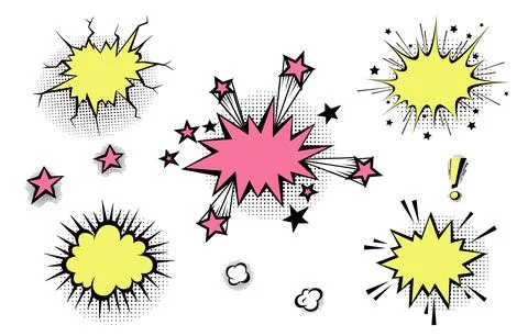 Speech bubbles with halftone shadows in cartoon, comic style. Stock Illustration