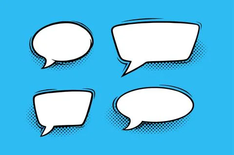 Speech bubbles with halftone shadows in comic style. Circular and rectangular Stock Illustration