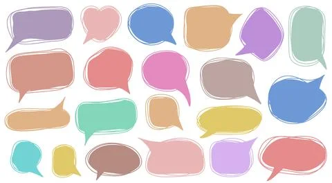 Speech bubbles hand drawn doodle set Illustrazione stock