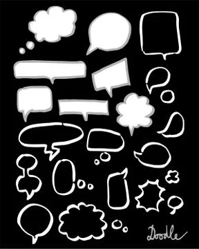 Speech Bubbles Hand Drawn Vector Set Black Stock Illustration