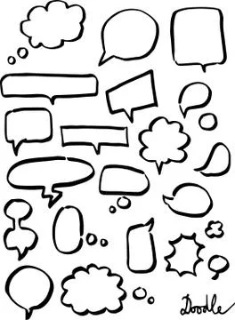 Speech Bubbles Hand Drawn Vector Set White Illustrazione stock