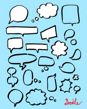 Speech Bubbles Hand Drawn Vector Set Blue Illustrazione stock