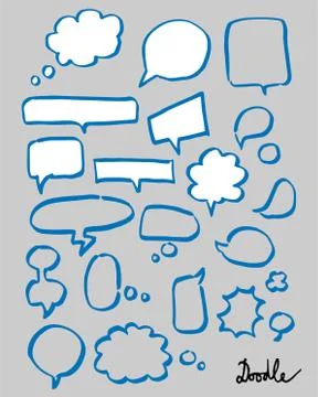 Speech Bubbles Hand Drawn Vector Set Grey Stock Illustration