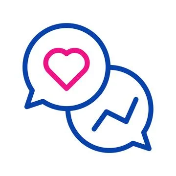 Speech bubbles with heart and chart. Concept of feedback, communication, an.. Stock Illustration