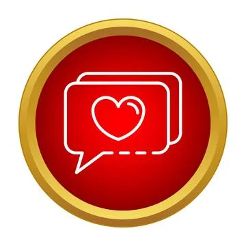 Speech bubbles with a heart icon inside a red button Stockillustratie