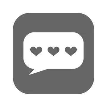 Speech bubbles with hearts icon vector, filled flat sign, solid white pictogram Stock Illustration