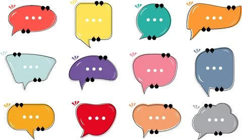 Speech Bubbles Icon Set Template. Cute Quote Frame, Text Box, Chat Talk Иллюстрация