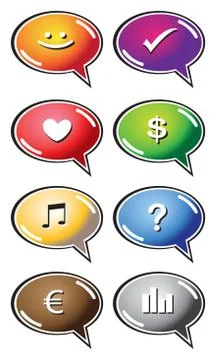Speech bubbles with icons Stock Illustration