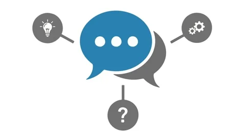 Speech Bubbles with Icons Representing Ideas, Questions, and Problem solving Stock Footage 323065773