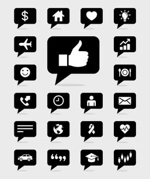 Speech bubbles icons set. Vector illustrations. Stock Illustration