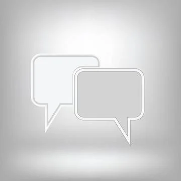 Speech bubbles illustration with two speech bubbles on a grey background C... Foto stock