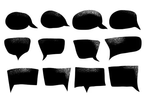 Speech bubbles isolated on white background. Bundle of hand drawn conversatio Illustrazione stock