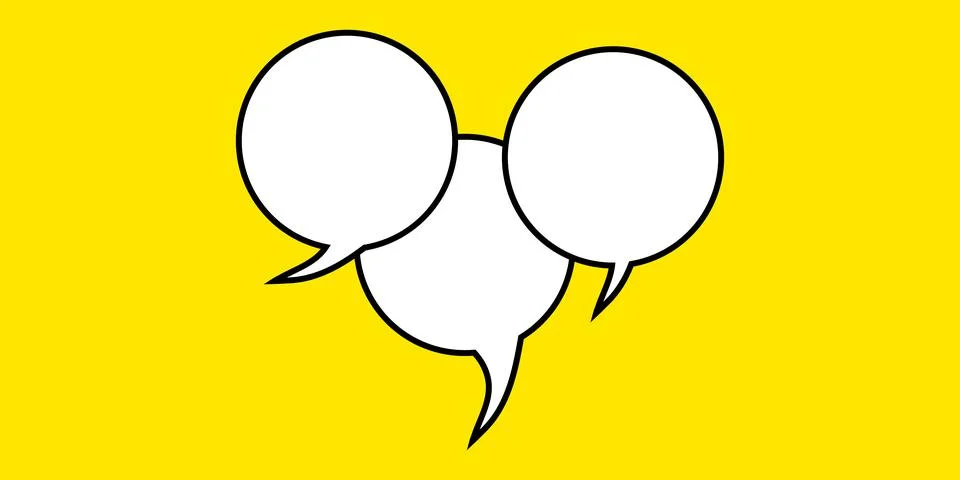 Speech bubbles isolated on a yellow background. Abstract vector illustration. Illustrazione stock