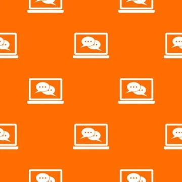 Speech bubbles on laptop screen pattern seamless Stock Illustration
