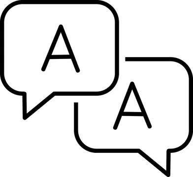 Speech bubbles with letters for language learning Ilustración de archivo