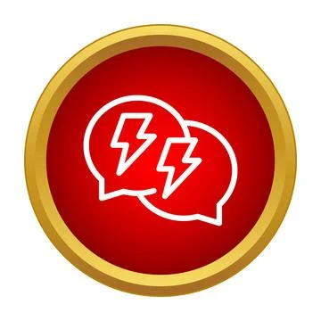 Speech bubbles with lightning bolt icon indicating a heated discussion Illustrazione stock