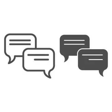 Speech bubbles line and glyph icon. Communication and chat message popup symbol Stock Illustration